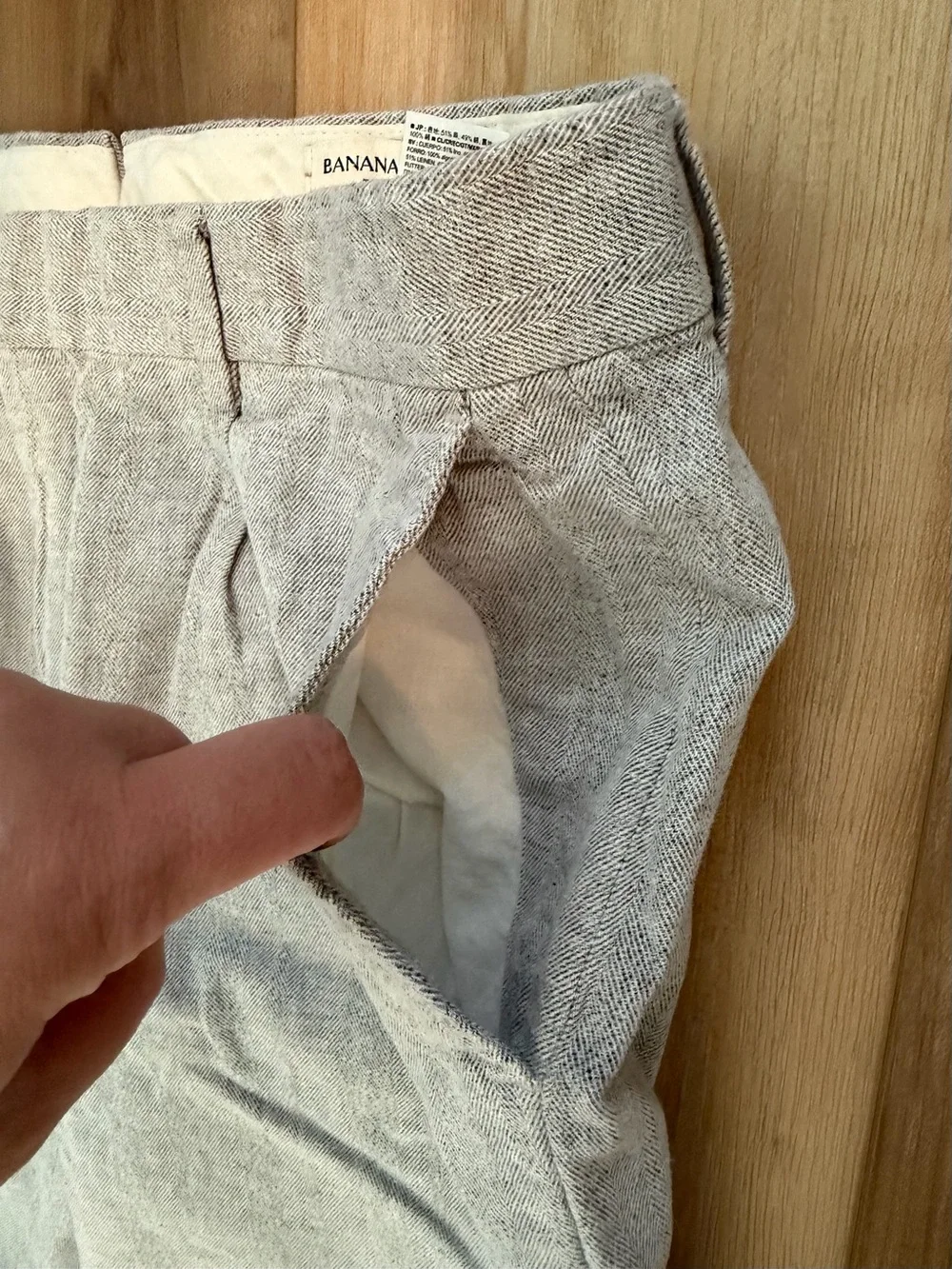 Banana Republic Women’s Tailored Slim Fit Pants Linen Cotton Herringbone 33x30